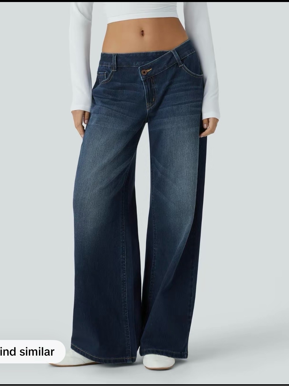 HALARA Wide-Leg Flare Jeans in Blue Denim - Picture 2 of 6
